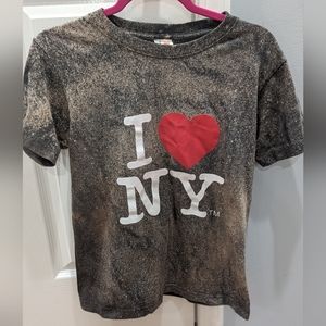 Artisan Handmade bleach tie Dye classic l ❤️ NY t- shirt small. Unisex.